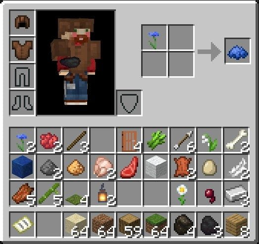 How to Make a Blue Dye in Minecraft using 2x2 grid