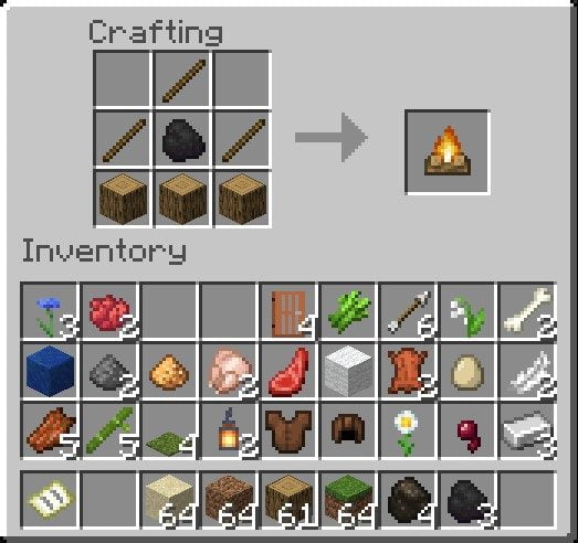 How to Make a Campfire in Minecraft using Coal