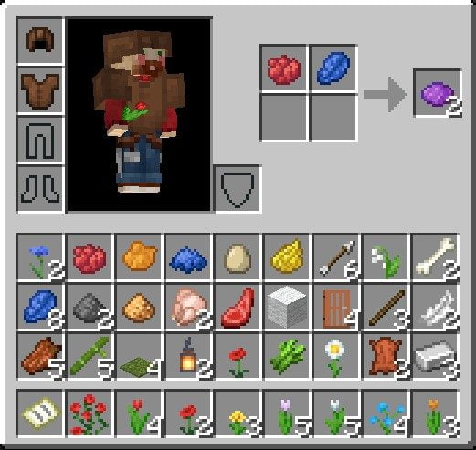 How to Make a Purple Dye in Minecraft using Red Dye and Lapis Lazuli