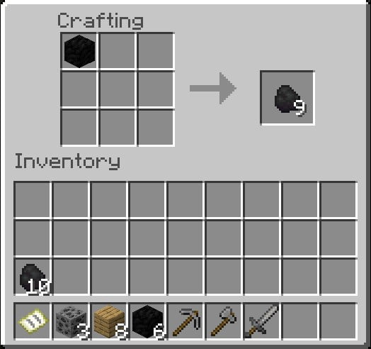How to Make Coal with Crafting Table