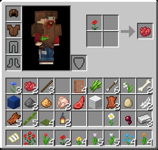 How to Make a Red Dye in Minecraft using 2x2 grid and A Poppy