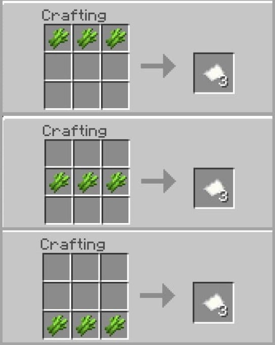 Placing Sugar Cane in the Crafting Table