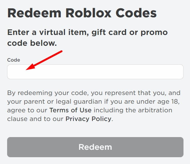 Roblox Gift Code Redeem
